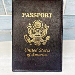 Vintage USA Passport Case Holder United States of America Brown Genuine Leather